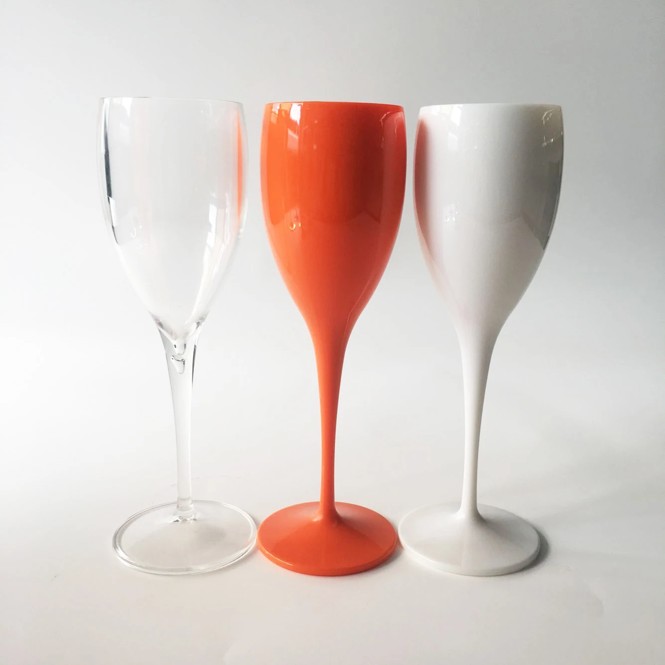 BST custom acrylic wine glasses goblet cups wholesale, clear yellow white plastic champagne flute for wedding