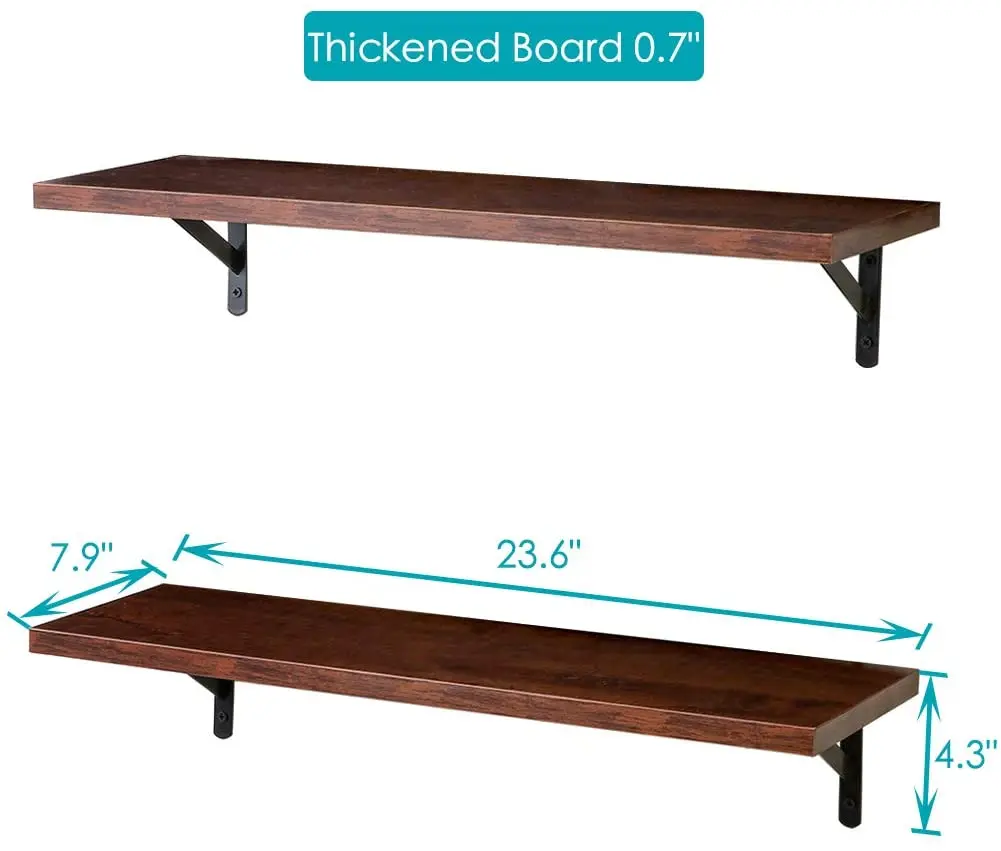 2-piece set decorations display wooden shelves on wall metal wood wall shelf