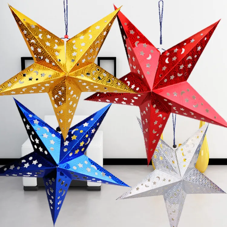 Fourth of July decorations laser pentagram pendant Wall decoration 60cm 90cm hollow star pendant for Independence Day party acce
