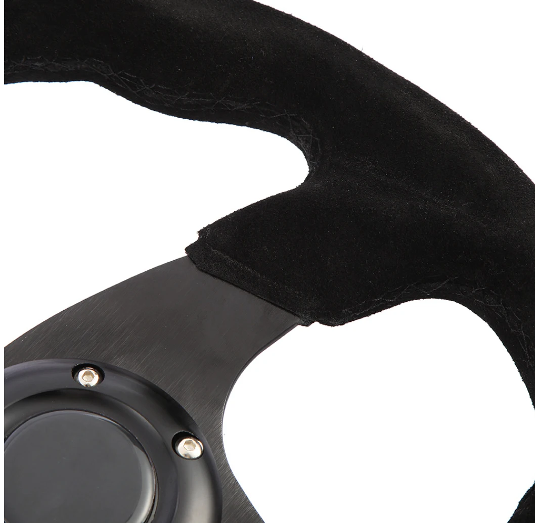 Custom 13 inch 320MM D Shaped Leather Racing Steering Wheel with Yellow Stitching