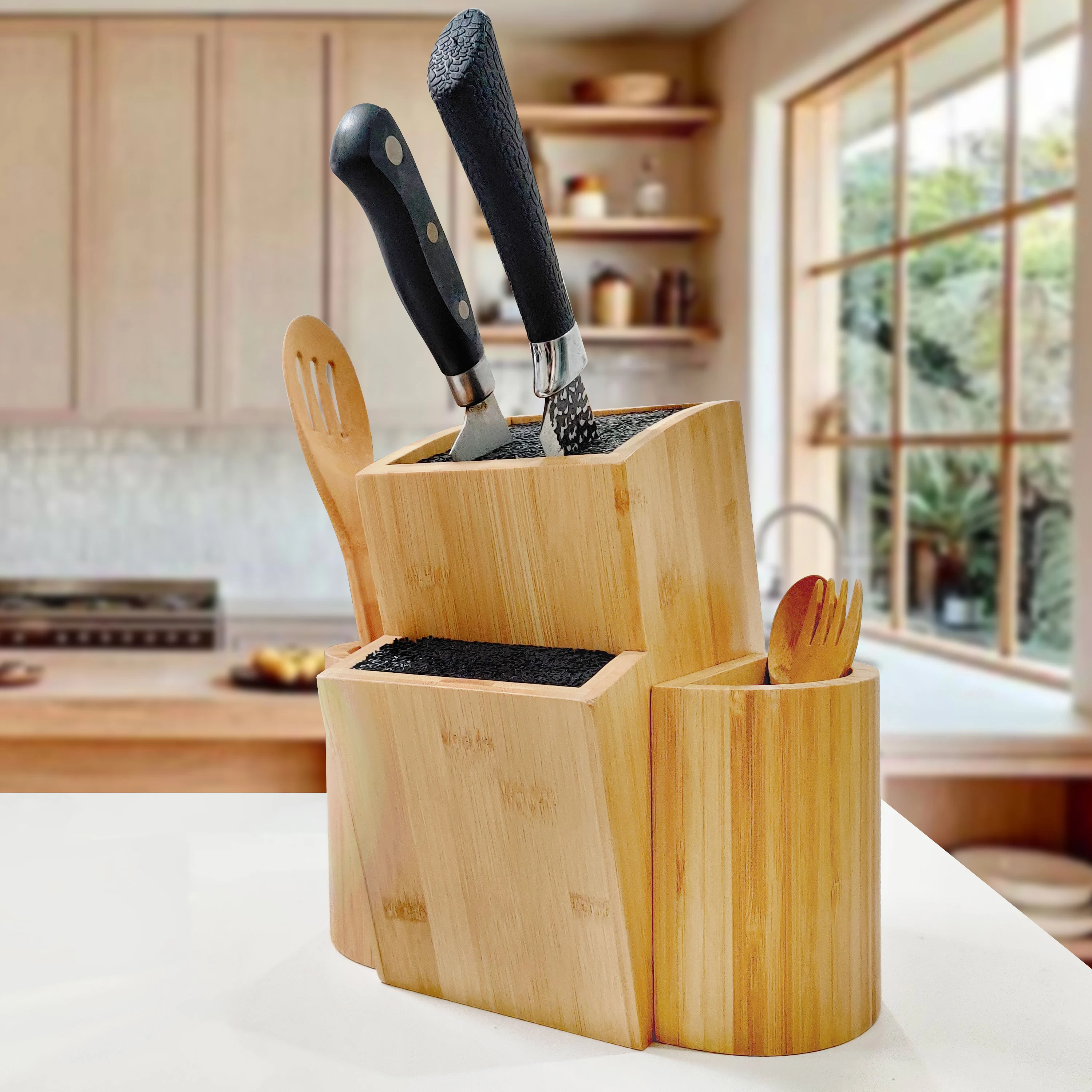 Kitchen Knife Organizer Wooden Magnetic Knife Set Block Stand with Metal Magnet Holder Bar-Shaped Wall Application
