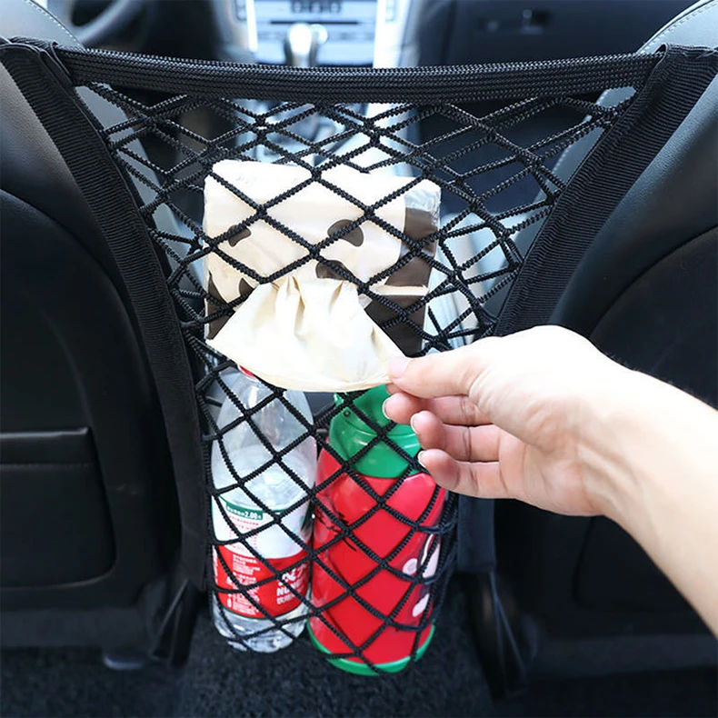 Car Accessories Elastic Driver Storage Netting Pouch Between Front Seats Cargo Tissue Purse Holder Mesh Car Seat Organizer