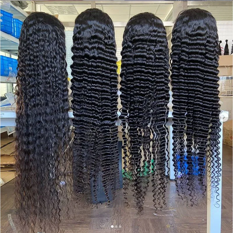 Wholesale 10A Grade 100% Virgin Peruvian Hair 30 Inch HD Curly Frontal Wig Vendors Deep Wave 13x4 Lace Front Human Hair Wigs