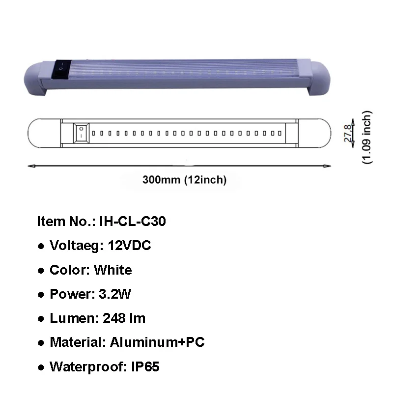 12V RV boat LED swivel ceiling dome interior linear engine room marine led light
