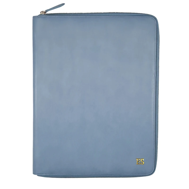 China Gold Supplier Multiple Storage Options A4 Vegan Leather Antique Blue compendium laptop
