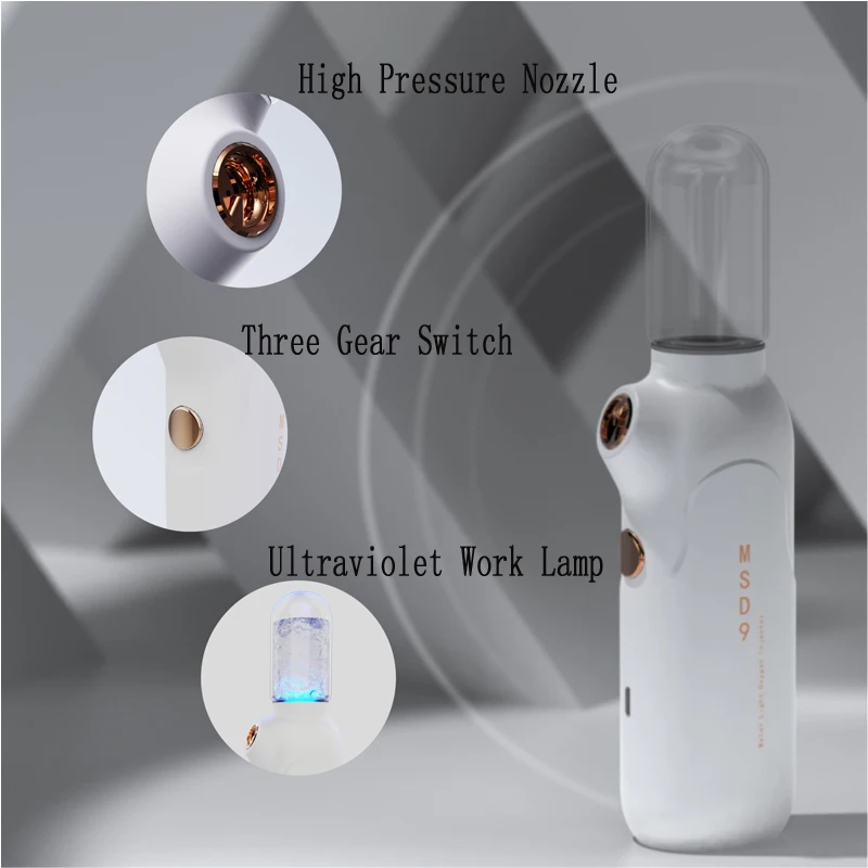 Facial Water Oxygen Spray Gun Portable Oxygen Skin Moisturizing Jet Peel Injector