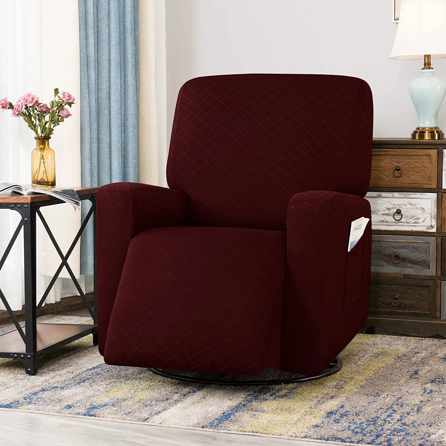 Jacquard Fabric Stretch Armchair Cover Couch Cover Diamond Recliner Sofa Cover for Office Home