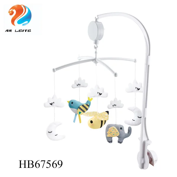 New Design Nordic Style Animal Stuffed Toys Music Box Baby Rotary Mobile Cute Bed Bell with Music Crib Hanging Toys for Fun