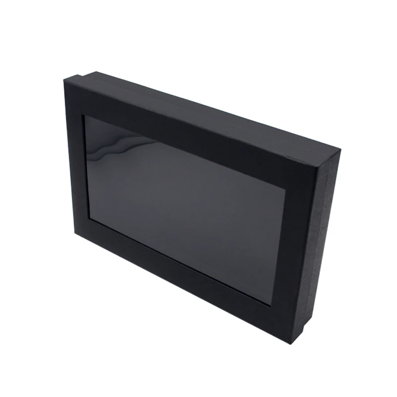 Luxury Cardboard Paper Custom Made See Through Clear Window PVC Rigid Lift Off Rectangular Gift Box Packaging