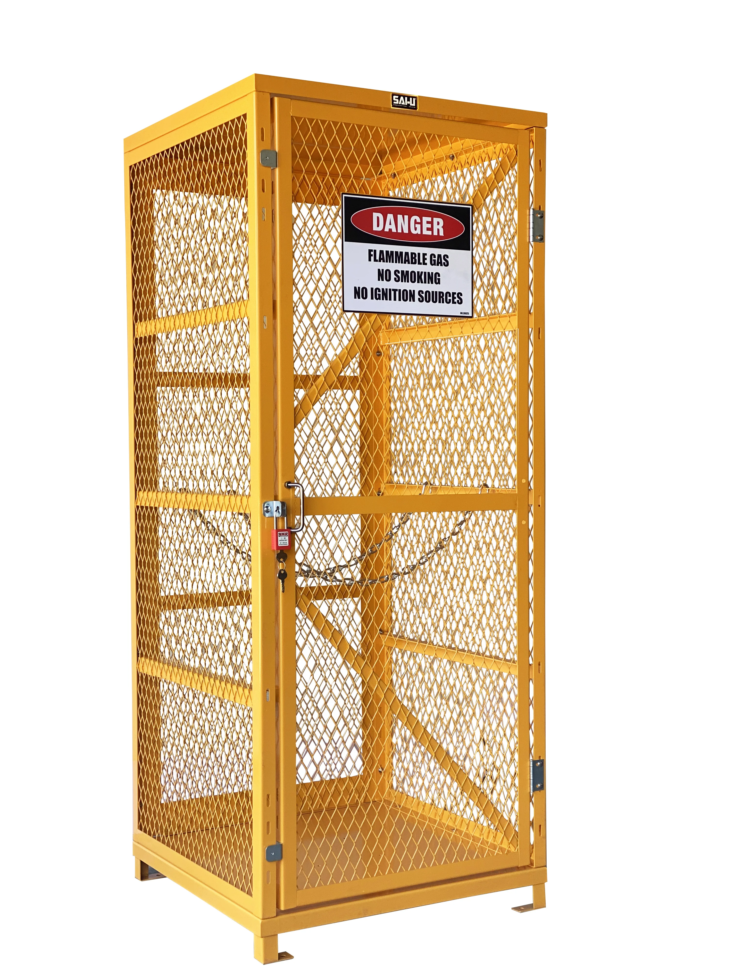 SAI-U Factory provided Mesh gas cylinder cabinet gas bottle storage cage cabinet container with padlock GC2009