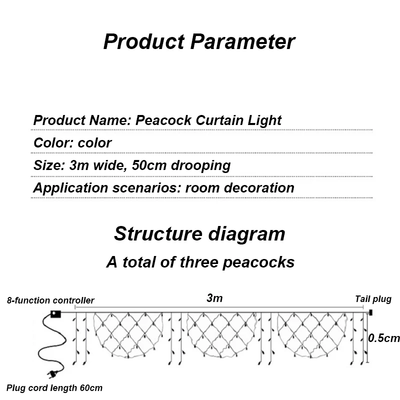 RGB Round shape Led semicircle Peacock Net Light For Bedroom Home Decoration Led Christmas Lighting Curtain