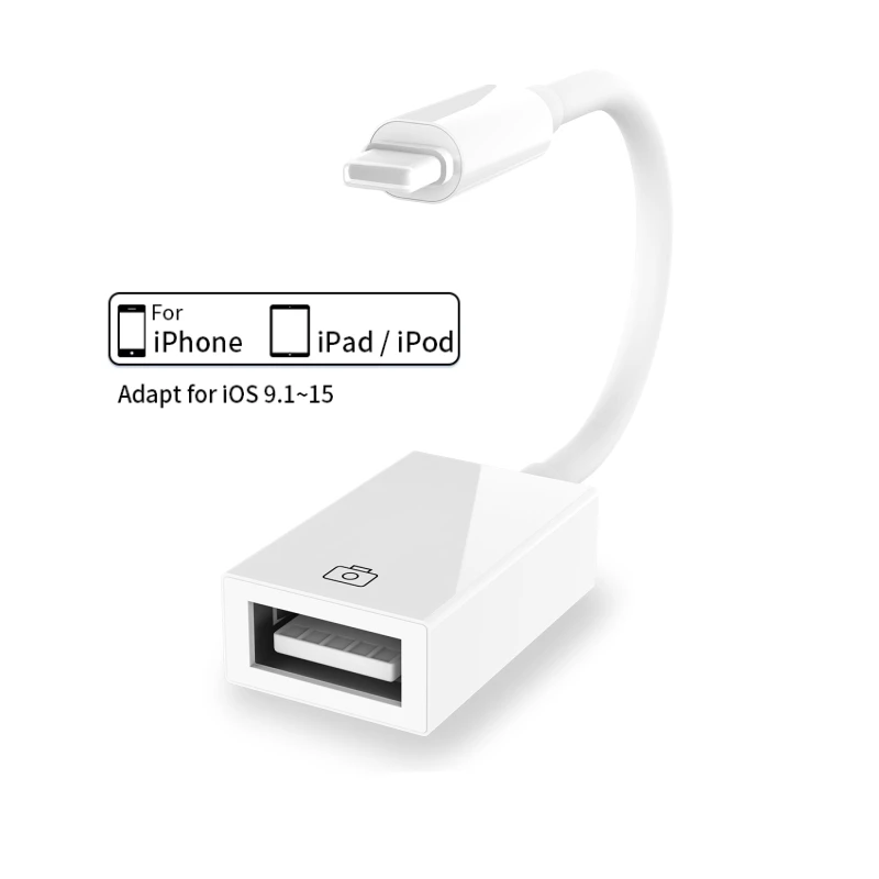 For Lightning to USB 3.0 Camera Reader OTG Adapter for iPhone iPad OTG Connector Data Cable For Supports Keyboard/Mouse