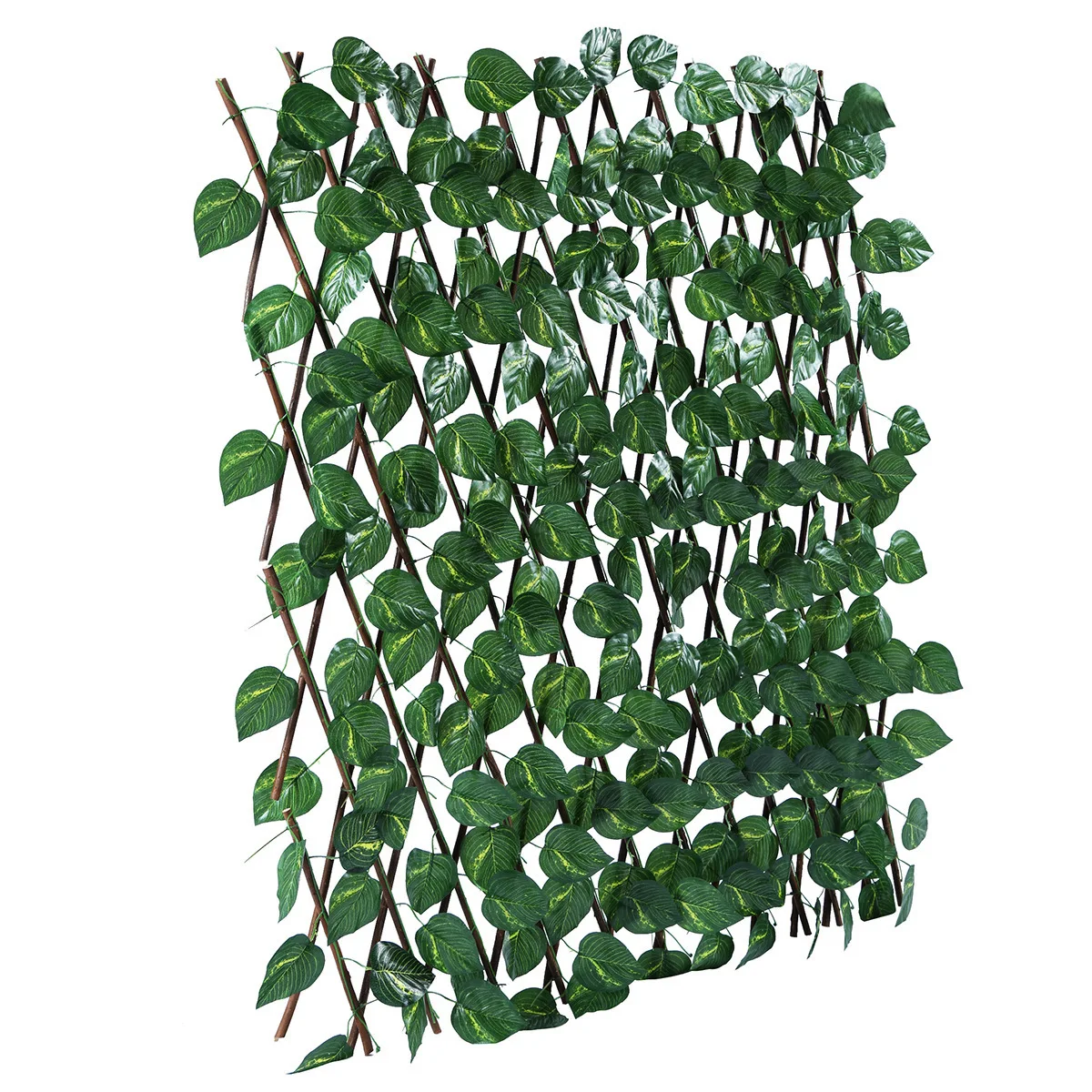 LFL Easily Assembled Rot Proof Durable Eco-friendly Garden Simulated Wooden Telescopic Fence with Leaves