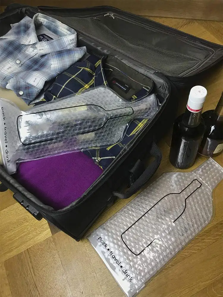Leak Proof Wine Travel Sleeve Cushions Travel Reusable Wine Bottle Protector
