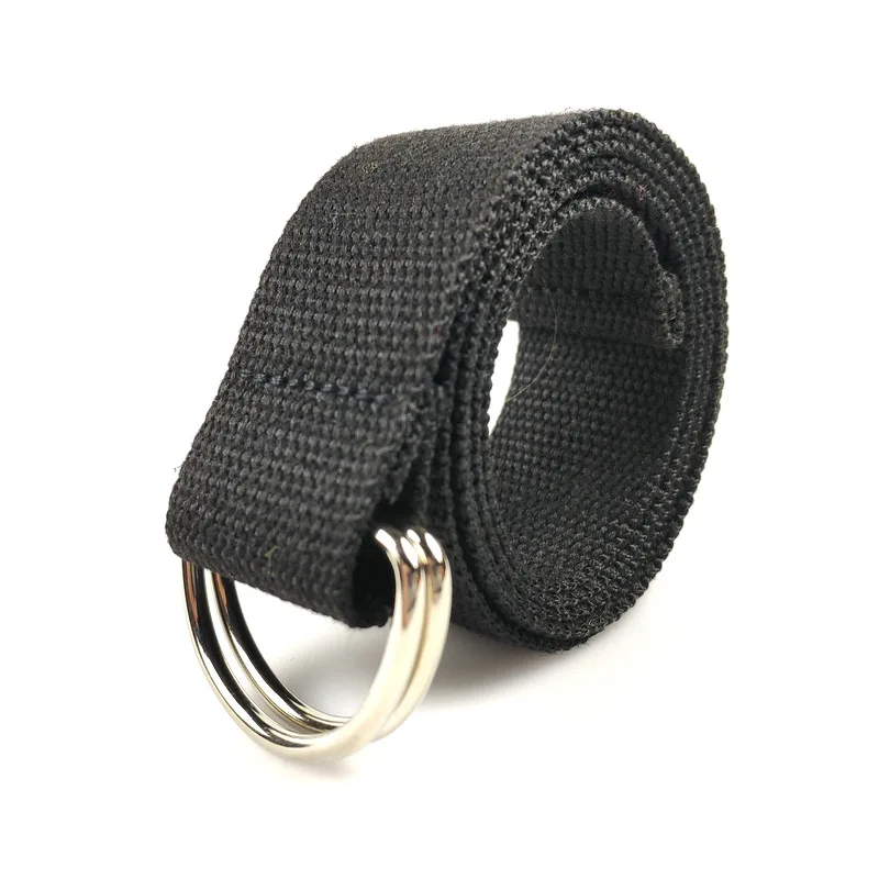 Wholesale Custom 3.8cm Double D Ring Buckle Polyester Cotton Woven Web Casual   Canvas Fabric Belt
