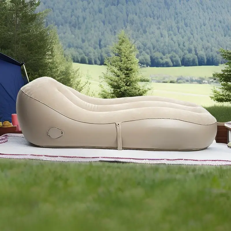Inflatable Foldable Lounger Air Sofa Portable Camping Sofa Bed Outdoor Picnics Hiking Beach Travel Indoor Home Use (No Pump)