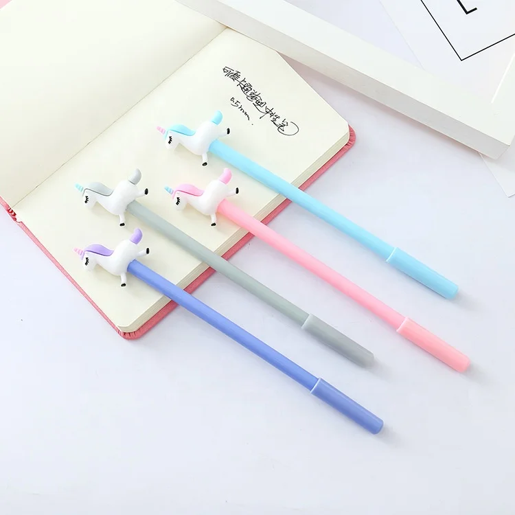 Promotional gift unicorn gel pen 0.5mm ink plastic kawaii gel pen for kids