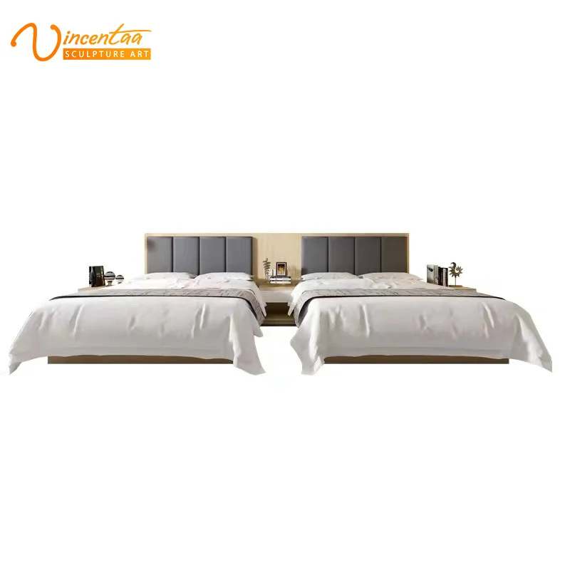 2021 Vincentaa Hot Sale Popular Hotel Twin Over Full Bunk Bed for Hotel Projects