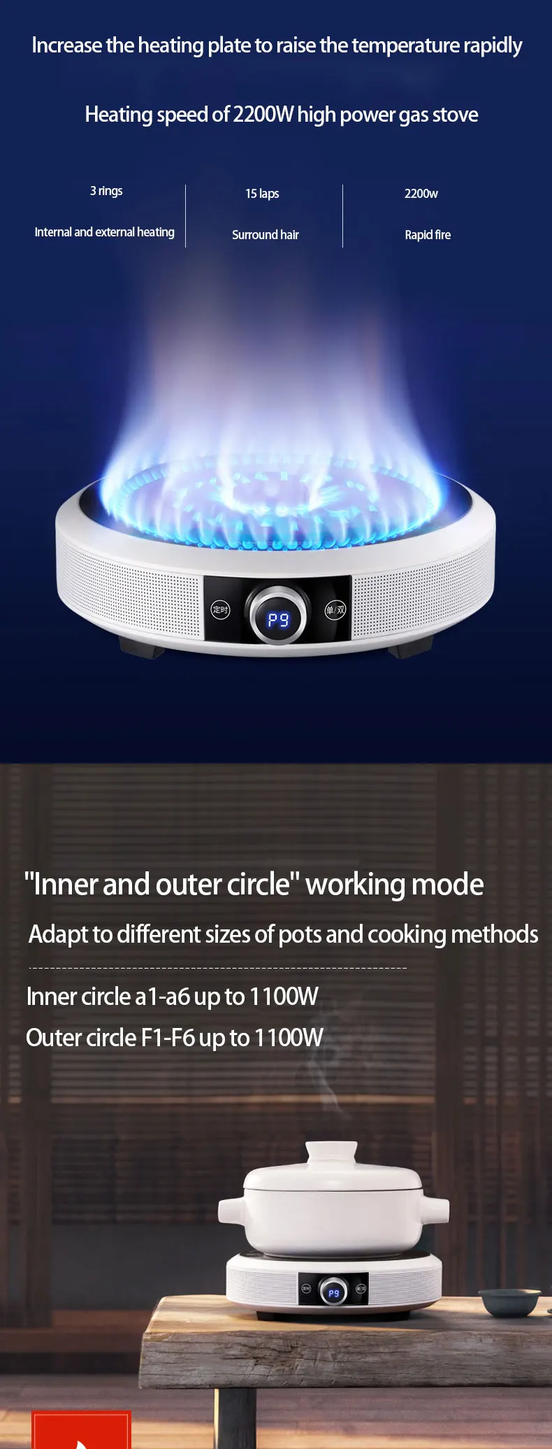 Household Explosion Electromagnetic Stove Intelligent Round Electric Flame Furnace Electric Ceramic Plastic Ce Commercial 1 YEAR