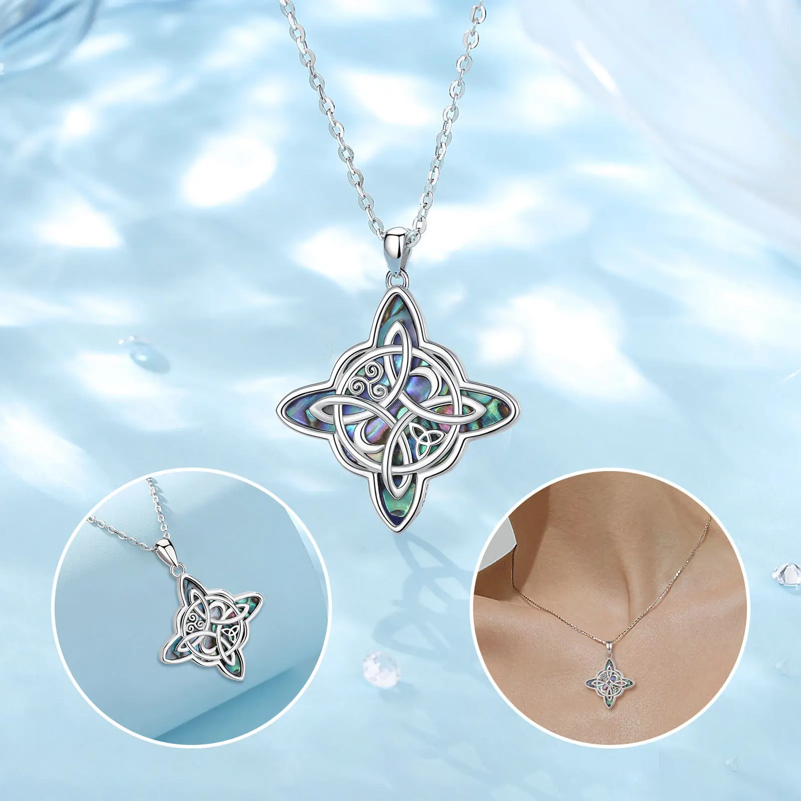 Merryshine opal moonstone wicca knot witch knot necklace joyas joyeria de plata 925 mayoreo por mayor