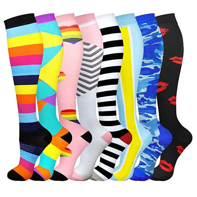 Wholesale Cotton Pressure Sports Socks Long Tube Gradient Marathon Professional Compression Nurse Medical Cycling Socks