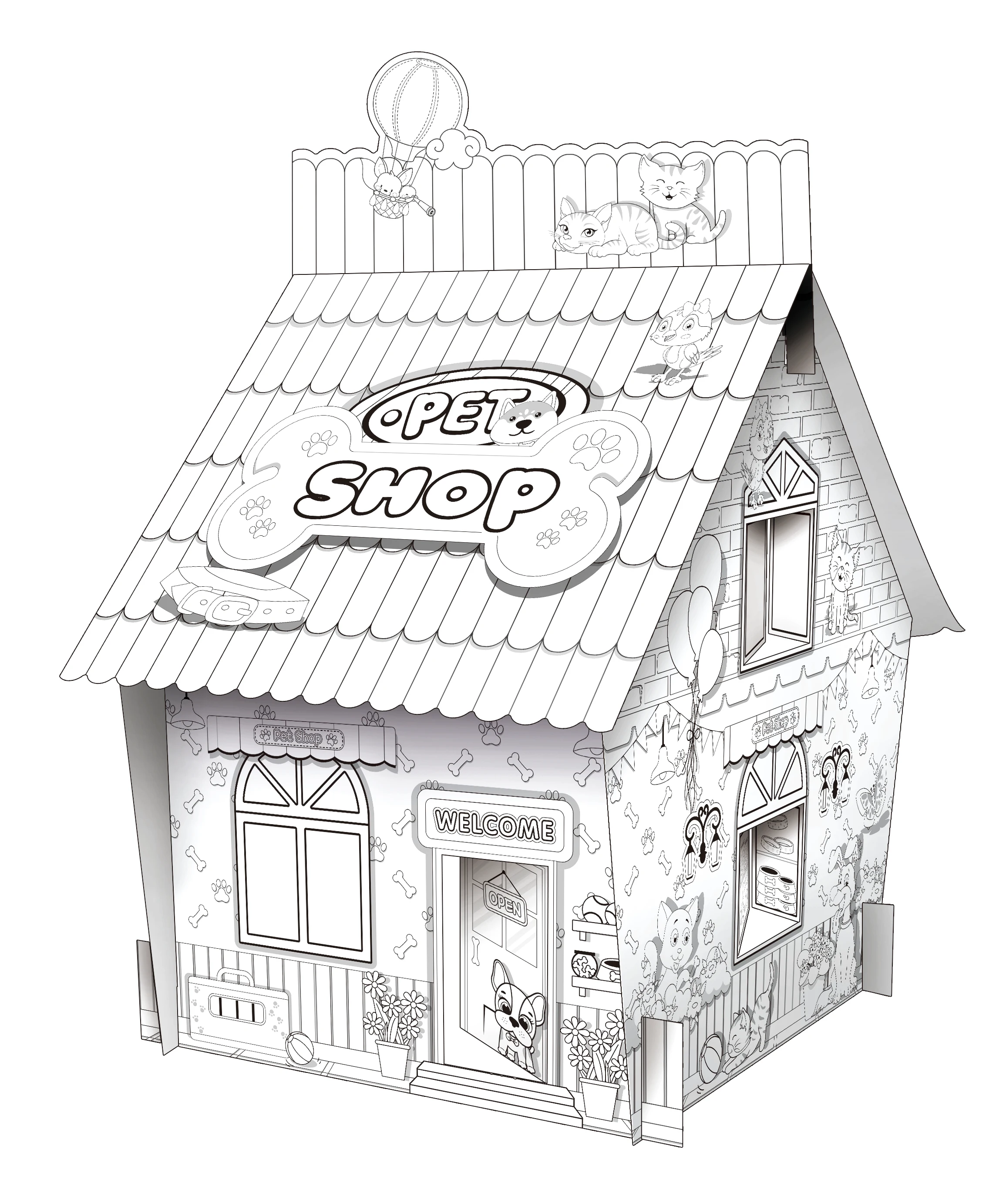 Мальчики и девочки живопись граффити дом 3D картон цветная живопись творческие игрушки diy бумажный дом