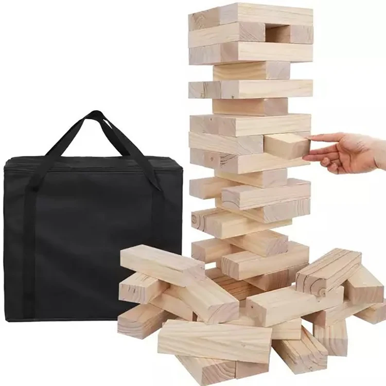 Large giant wooden building stack blocks tower game for adults and family