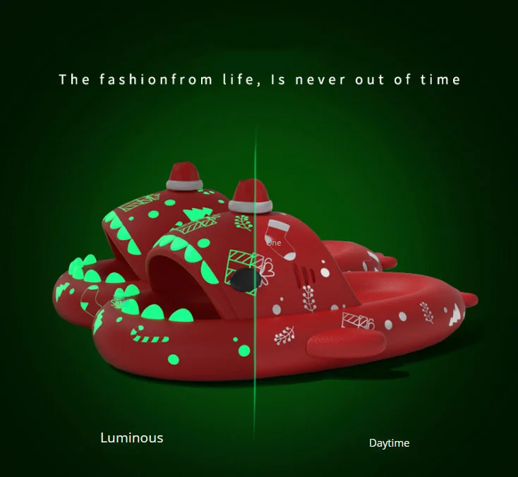 Wholesale  Soft Shark Shape Slides  EVA halloween Christmas Luminous Shark Slides Slippers for adults