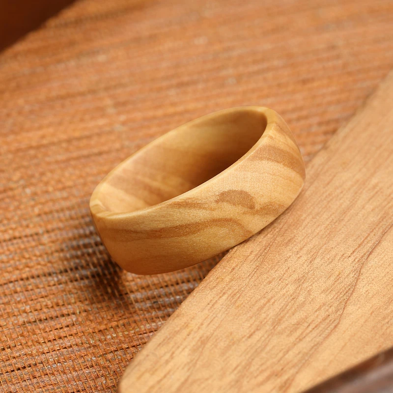 Olive wood wooden finger ring for men decoration band