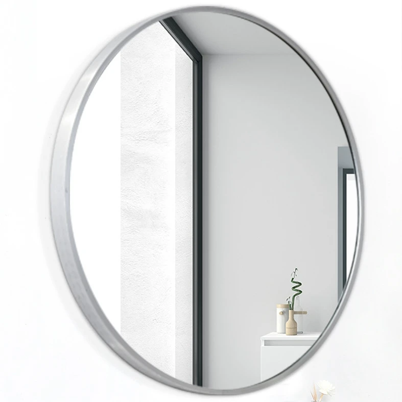 Round decorative mirror with metal frame black white and golden frame