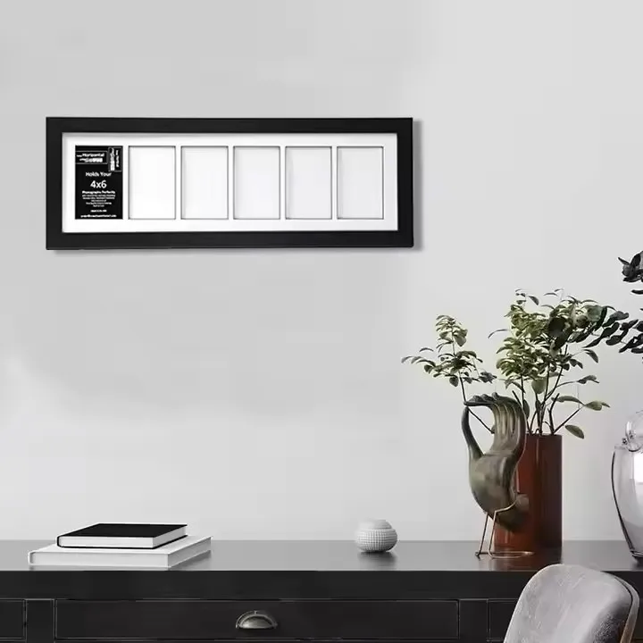 Высококачественная черная семейная деревянная фоторамка для коллажа многоапертурная железная металлическая декоративная рамка дома