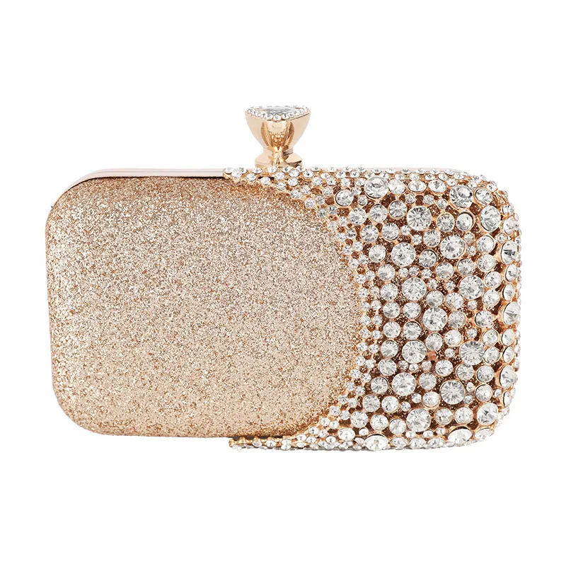 Women Clutch Purse Bag rhinestone Evening Clutch Bags Gold Silver Black Bridal Wedding Purse Mini Handbags with Metal Handle