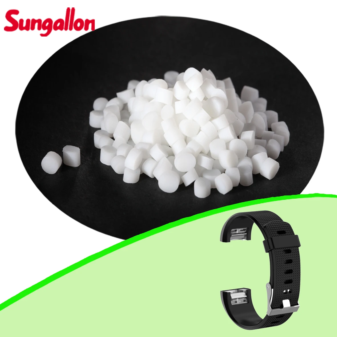 Sungallon GP310 thermoplastic elastomer TPE particles are used as raw materials for making watch bands