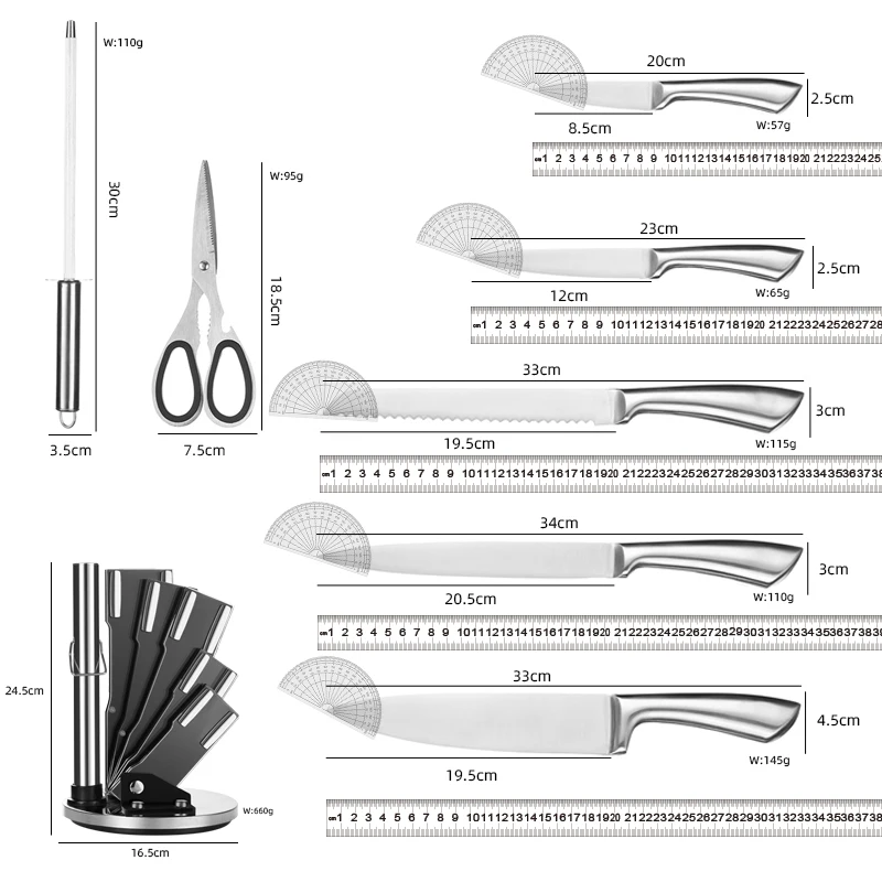 High-end Amazon Hot-sale 8 Pieces Hollow Handle Damascus Stainless Steel Kitchen Knife Set Knives Set With Acrylic Holder