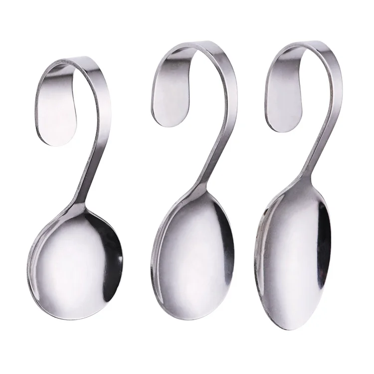 Stainless Steel Spoon With Curved Handle For Restaurant