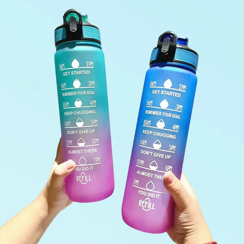 Custom Logo 32 Oz Sports Gym water bottle Large capacity plastic cup Rope portable space cup Hot Sale outdoor travel bottle