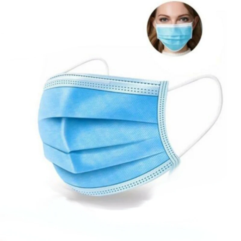 
3 ply Blue White Black Face Mask Mundschutz Masks Fabric Cotton Dust Cycling Disposable Non-woven Mask 