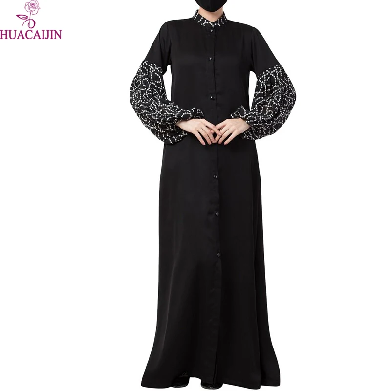 Abaya Open Embroidered Clothing Tunic Pants Dub Pant White  Fabric Hot Long Sleeve Islamic Muslim Dress With Hijab For Dresses