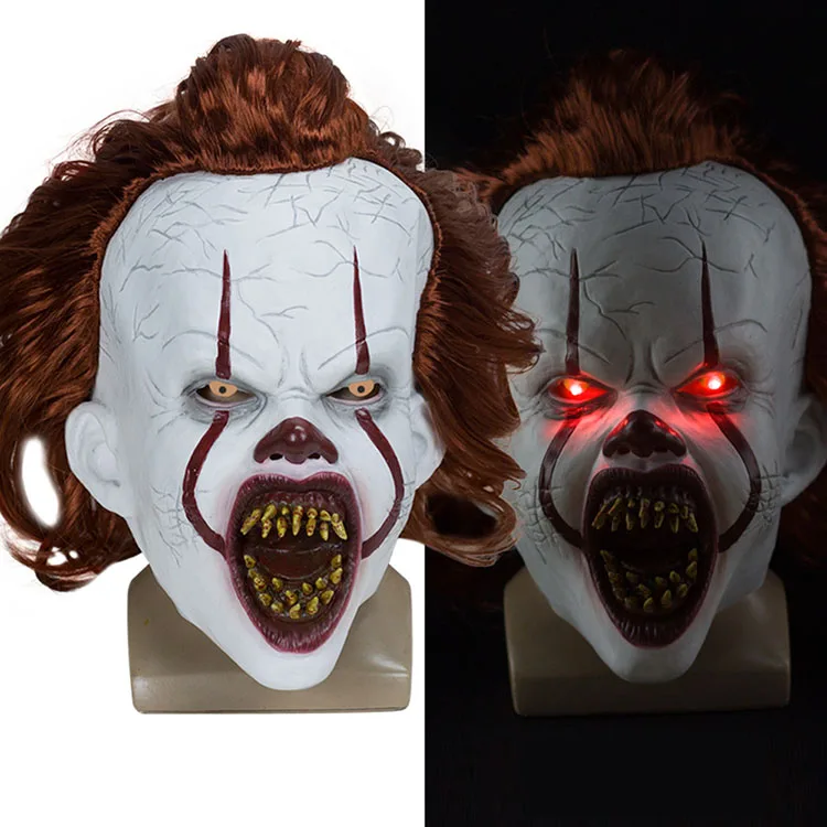 Nicro Joker Cosplay Party Full Face Head Latex Scary Led Light Up Mask Costom Bulk Halloween Disposable Face Mask 3d For Kids