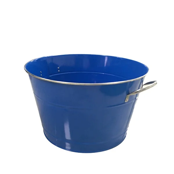 Lovely Galvanized Painted Metal Flower Bucket with Two Handles