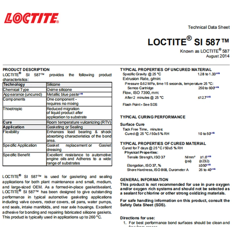 Henkel Loctite SI587 85g blue paste silicon silicone sealant for flange sealant