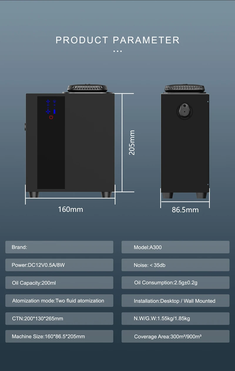 Wall-mounted aromatherapy Aroma Diffuser Machine Air scent A300 diffuser machine Electric APP Control