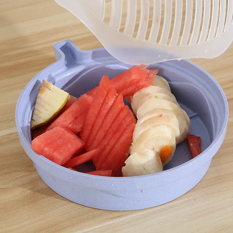 Salad Maker Multi-Function Kitchen Colander Fresh Fast Fruit Vegetable Salad Chopper Slicer Serving Salad Cutter Bowl
