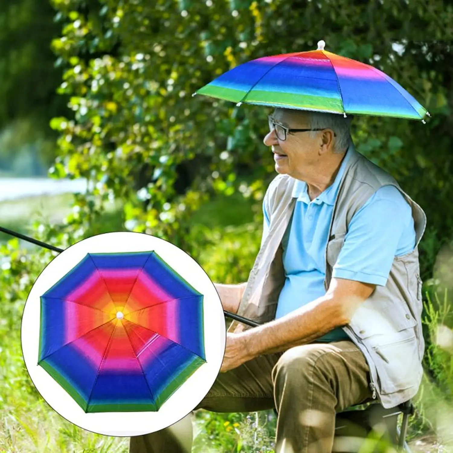 Outdoor Sport Foldable Fishing Umbrella Hat Cap Fish Caps Summer Sun protection in Garden