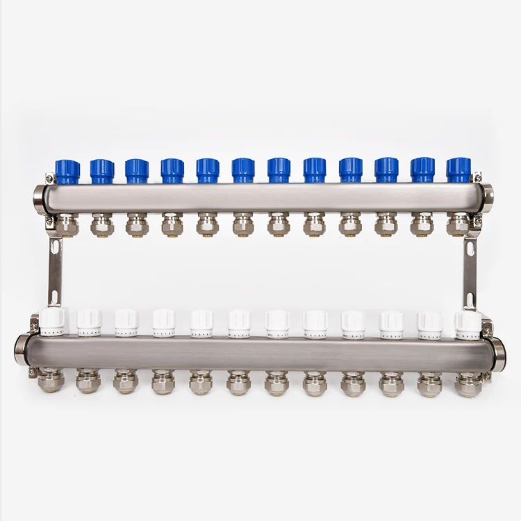 OLDE Brass Hydronic Floor Heating Manifolds , 12-Ways Stainless Steel Manifold