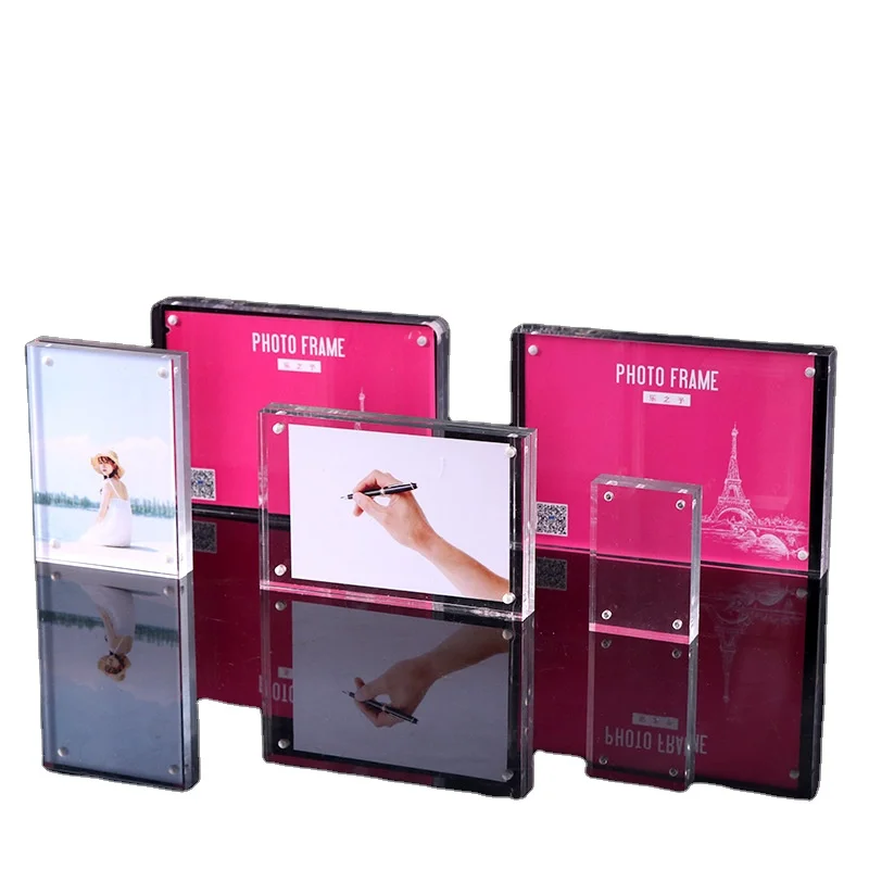 Оптовая цена Толстая акриловая магнитная фоторамка для офисного дисплея