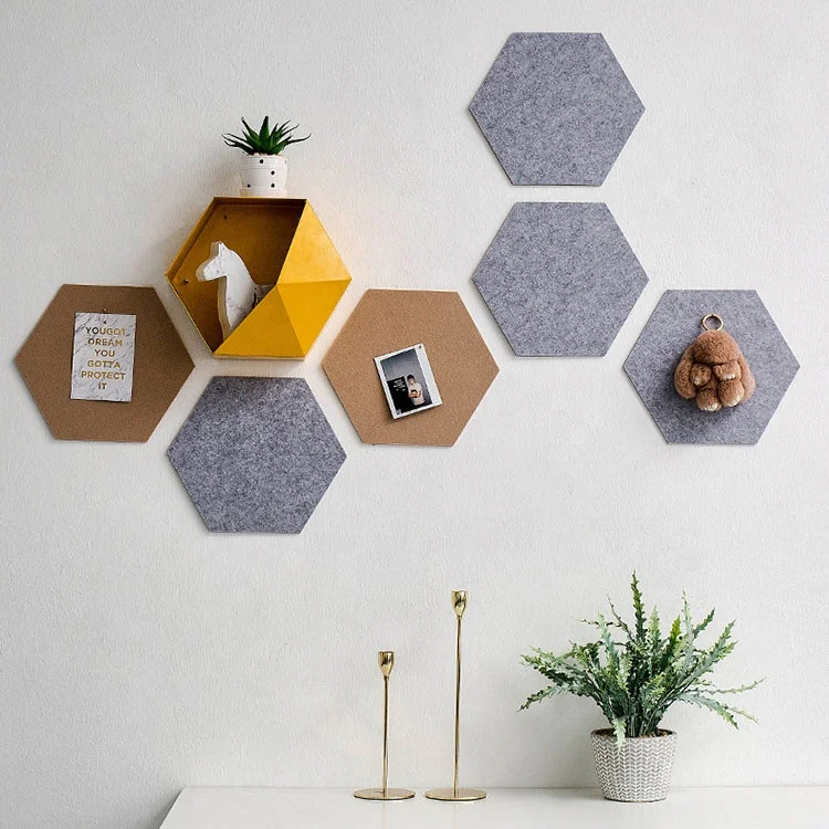 
Large hexagon felt pin board black bulletin board notice wall sticker 