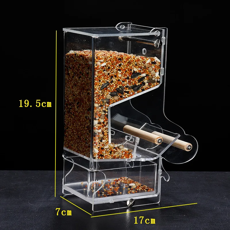 2021 Hot sales transparent Automatic feeding Bird Feeder Acrylic Cage pigeon feeding box parrot feeder
