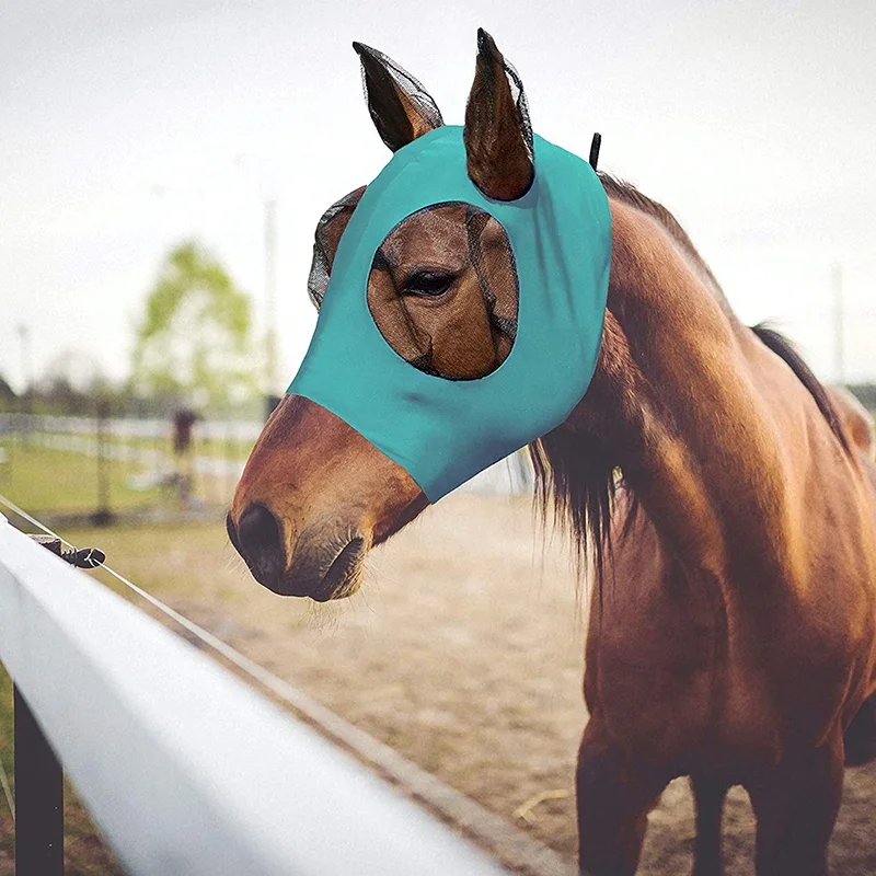 Comfortable Soft Fly Protect Horse Customize Mesh Flymask Horse Ears Elasticity Horse Breathable Veil