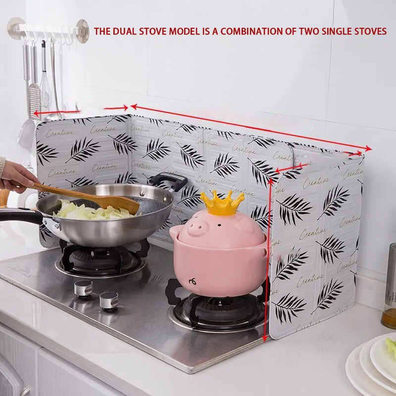 Creative Grease Shields Kitchen Fryer Grease Trap Aluminum Foil Heat Shield Gas Stove Top Folding Baffle
